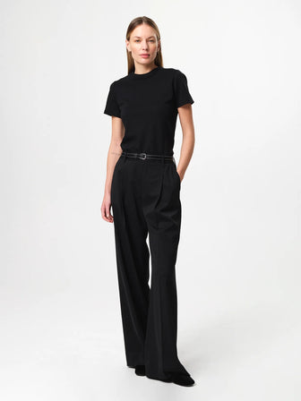 Agnes T-shirt in black, a soft organic cotton jersey tee with a classic crew neckline and relaxed fit.