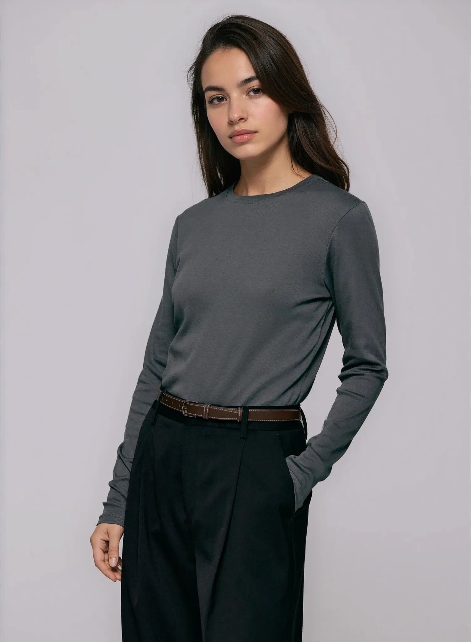 Andrea Rib Longsleeve Volcanic Ash