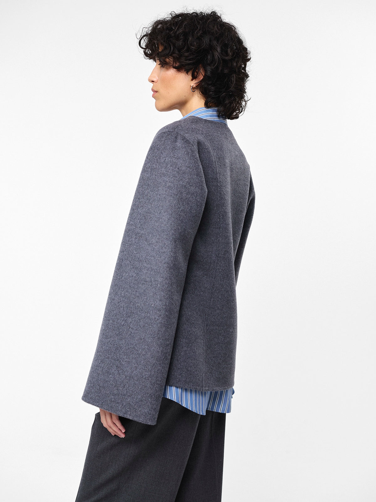 Maria Wool Blazer in Grey, wool, detail 2