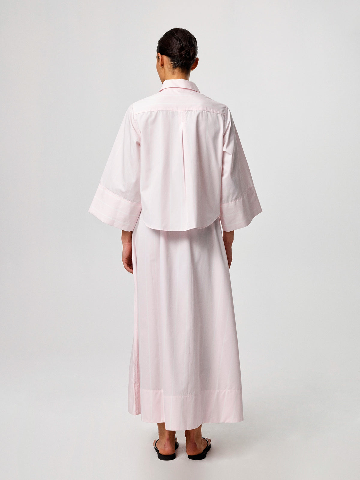 Julie Josephine Anja Shirt Peony Stripe: classic shirt in peony stripe made from 100% cotton with a clean timeless silhouette, designed as a versatile wardrobe staple to wear tucked or untucked and layer easily under knitwear and outerwear for effortless everyday styling.